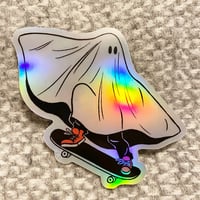 Holographic skating ghost sticker