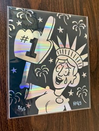 Kelly "Lady Liberty" Silkscreen on Holographic Paper Print - FREE SHIPPING!