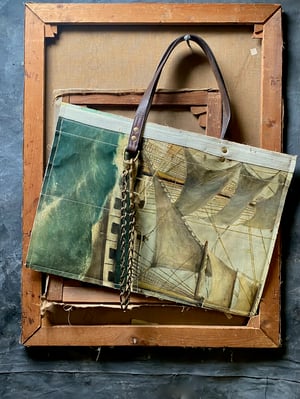 Image of one of a kind painting bag - tall ship