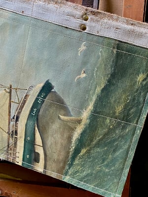 Image of one of a kind painting bag - tall ship