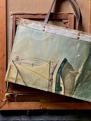 Image of one of a kind painting bag - tall ship