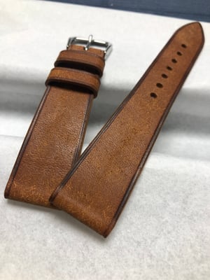 Image of Tan distressed calfskin classic watch strap