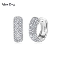Image 1 of Follow Cloud Total 1.0ct 1.3mm Moissanite Diamond Hoop Earrings for Women S925 Sterling Silver Spark