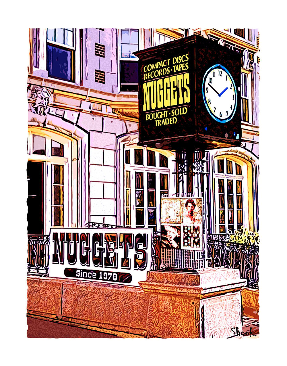 Nuggets Records, Boston MA Art Print (Multi-size options)