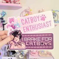 Image 2 of I Brake for Catboys bumper sticker