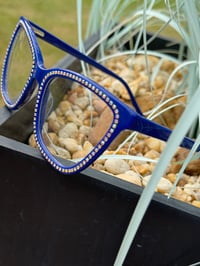 Image 2 of Blue Rhinestone Clear Frames