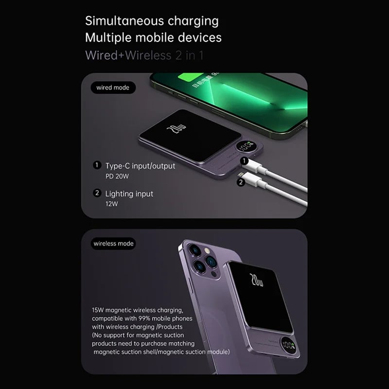 MSL Magnetic Wireless Power Bank - 10000mAh with LED Display