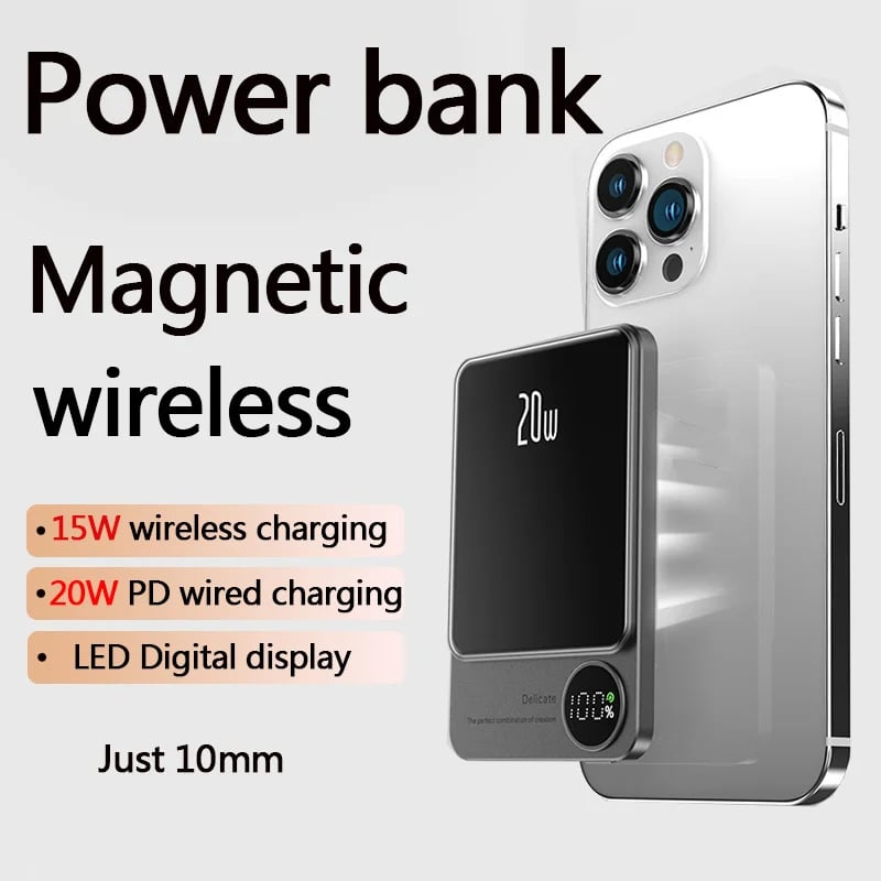 MSL Magnetic Wireless Power Bank - 10000mAh with LED Display