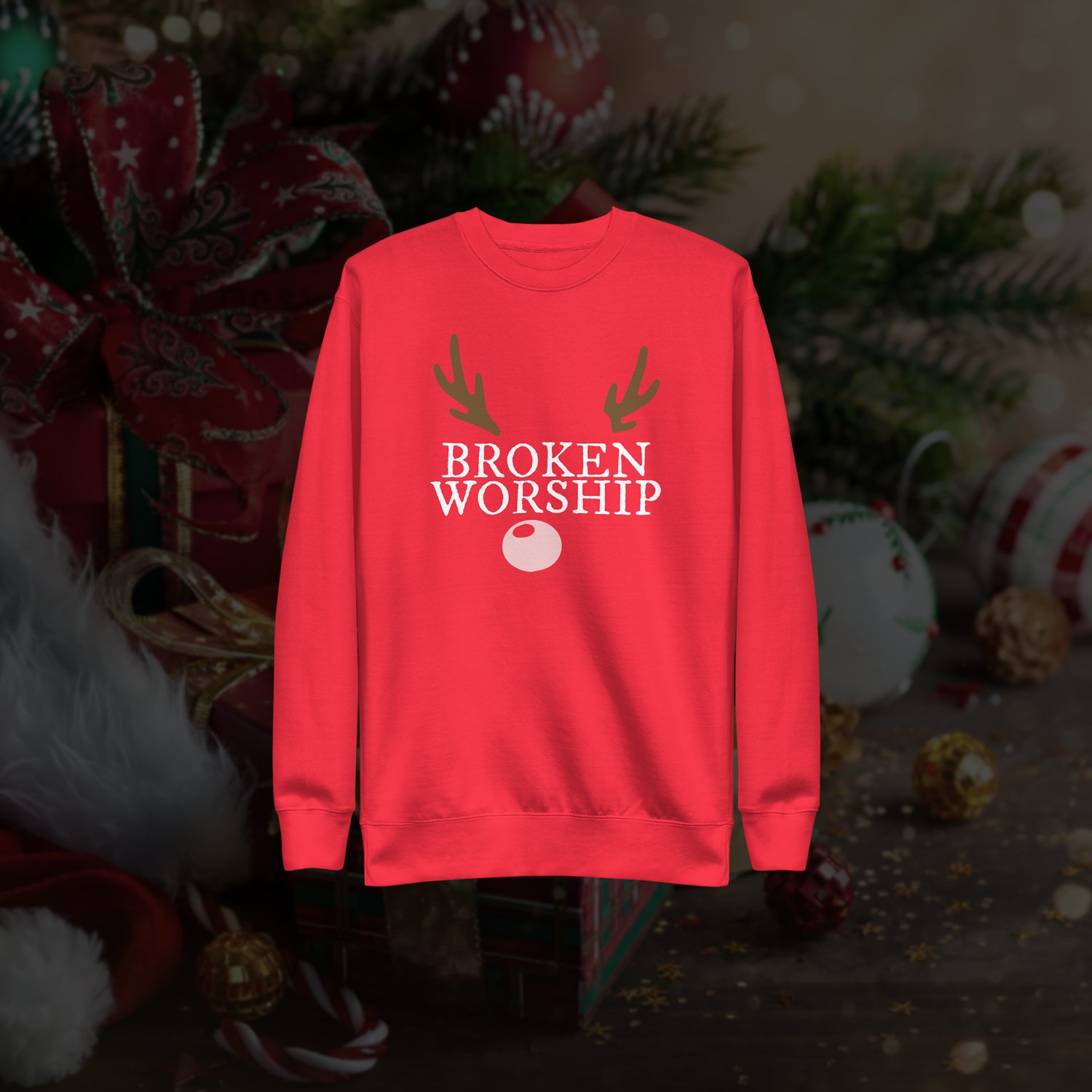 Image of Broken Worship Rudolph Sweater (Red)