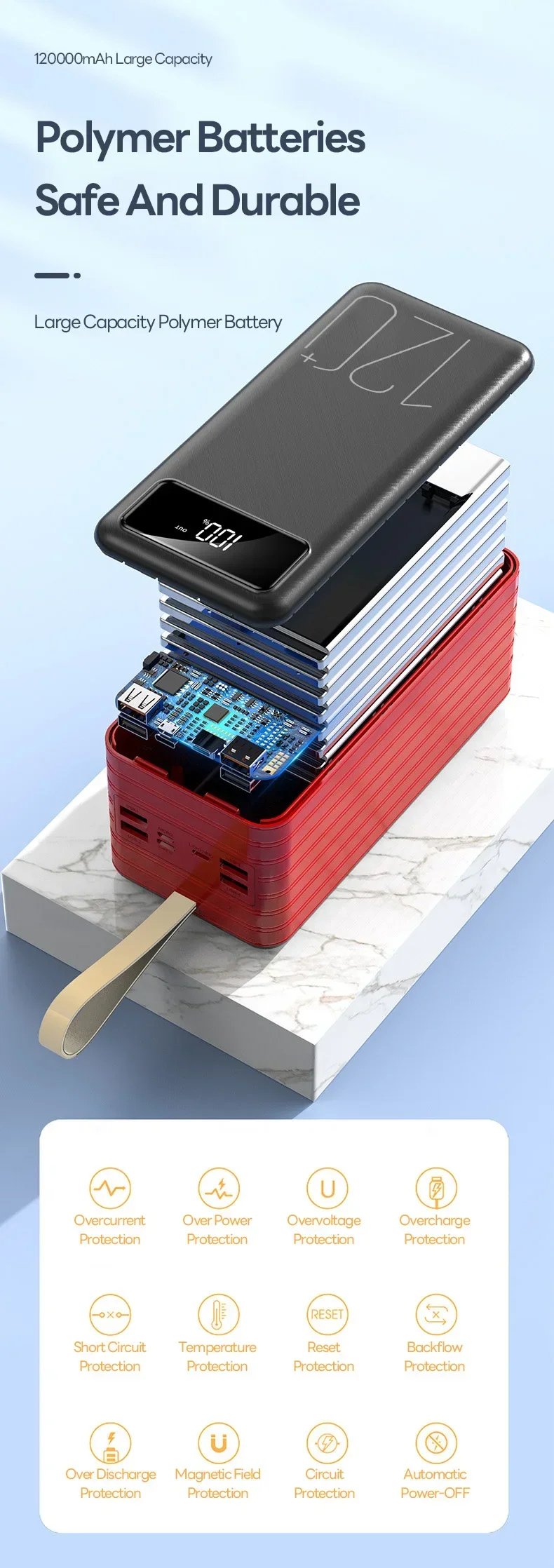 MSL 120W Power Bank - 120000mAh High Capacity with LED Display