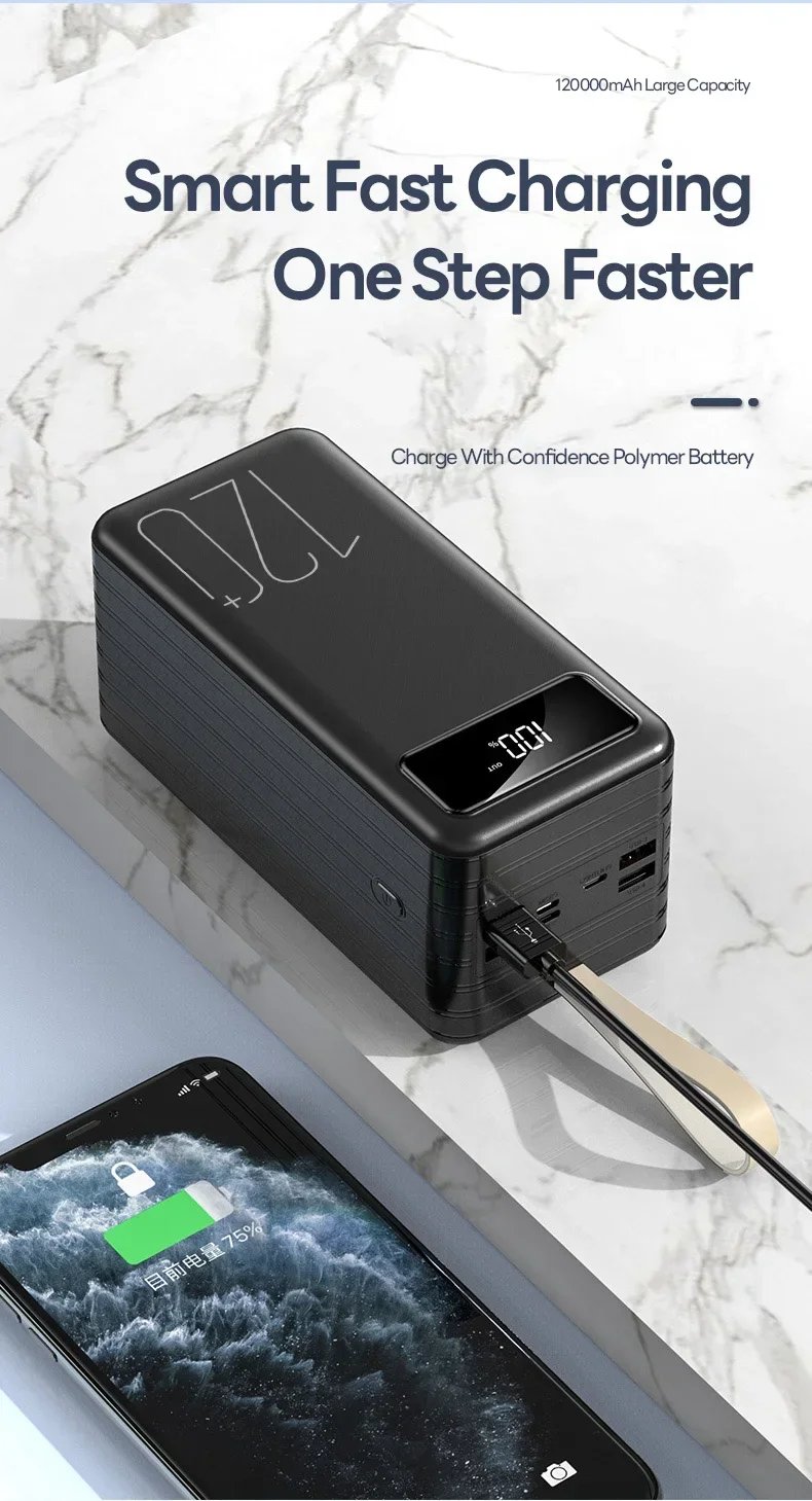MSL 120W Power Bank - 120000mAh High Capacity with LED Display