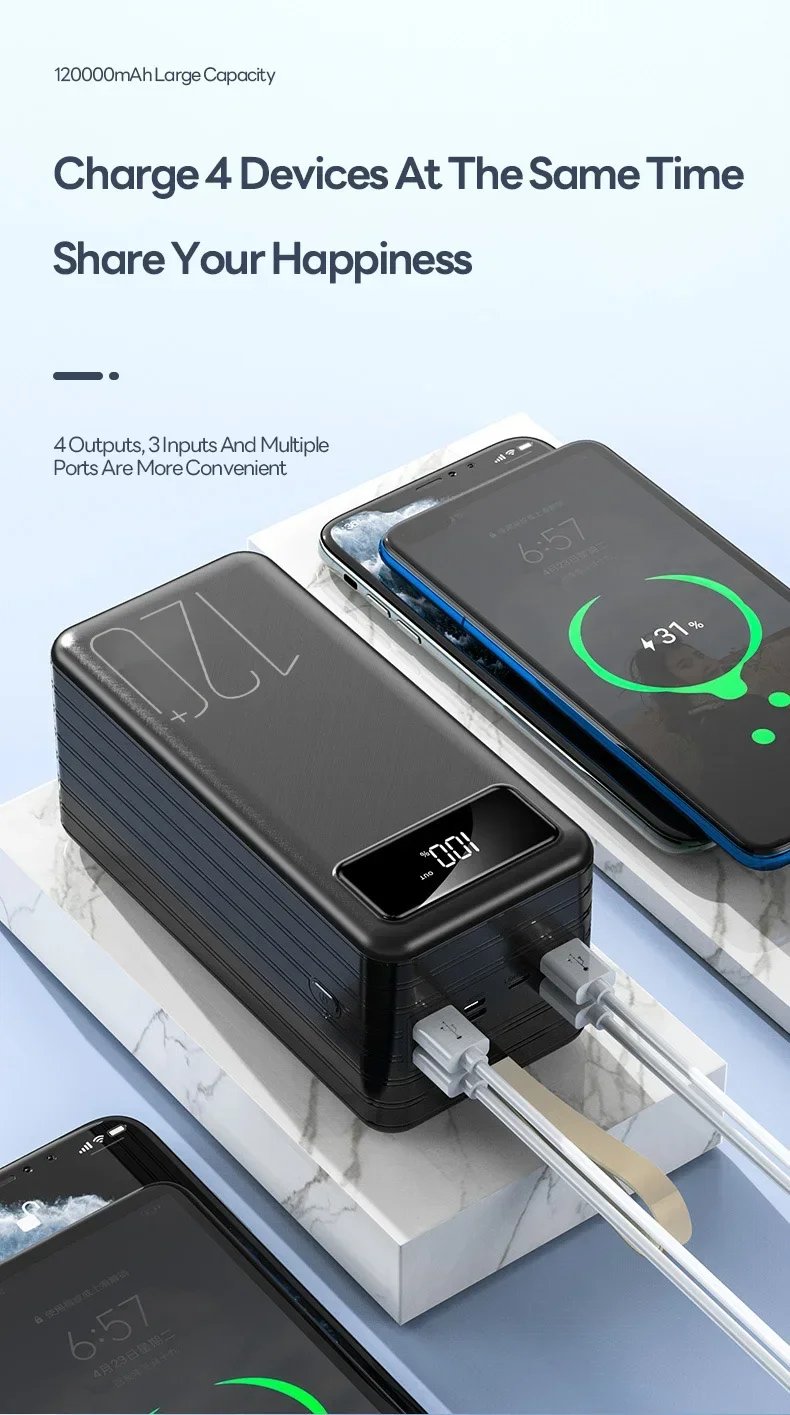 MSL 120W Power Bank - 120000mAh High Capacity with LED Display