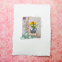 Image 2 of Art - original - flowers in a thimble vase - wall art