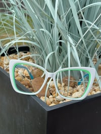 Image 1 of White & Aqua Green Clear Frames