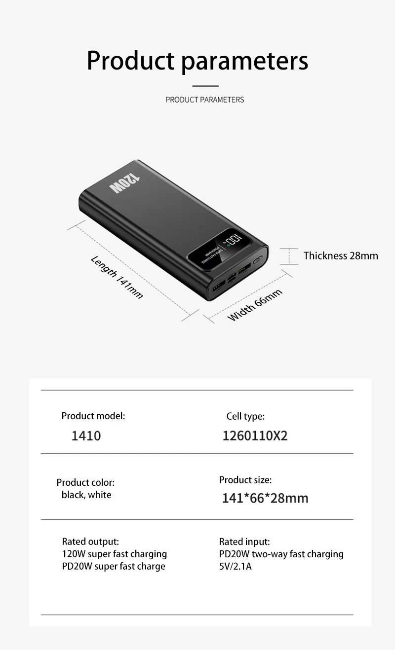 MSL 120W Power Bank - 20000mAh with Digital Display