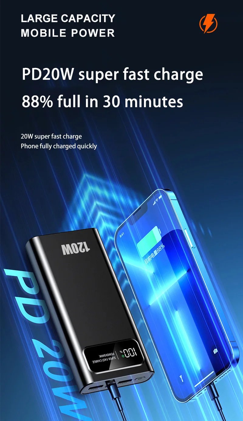 MSL 120W Power Bank - 20000mAh with Digital Display