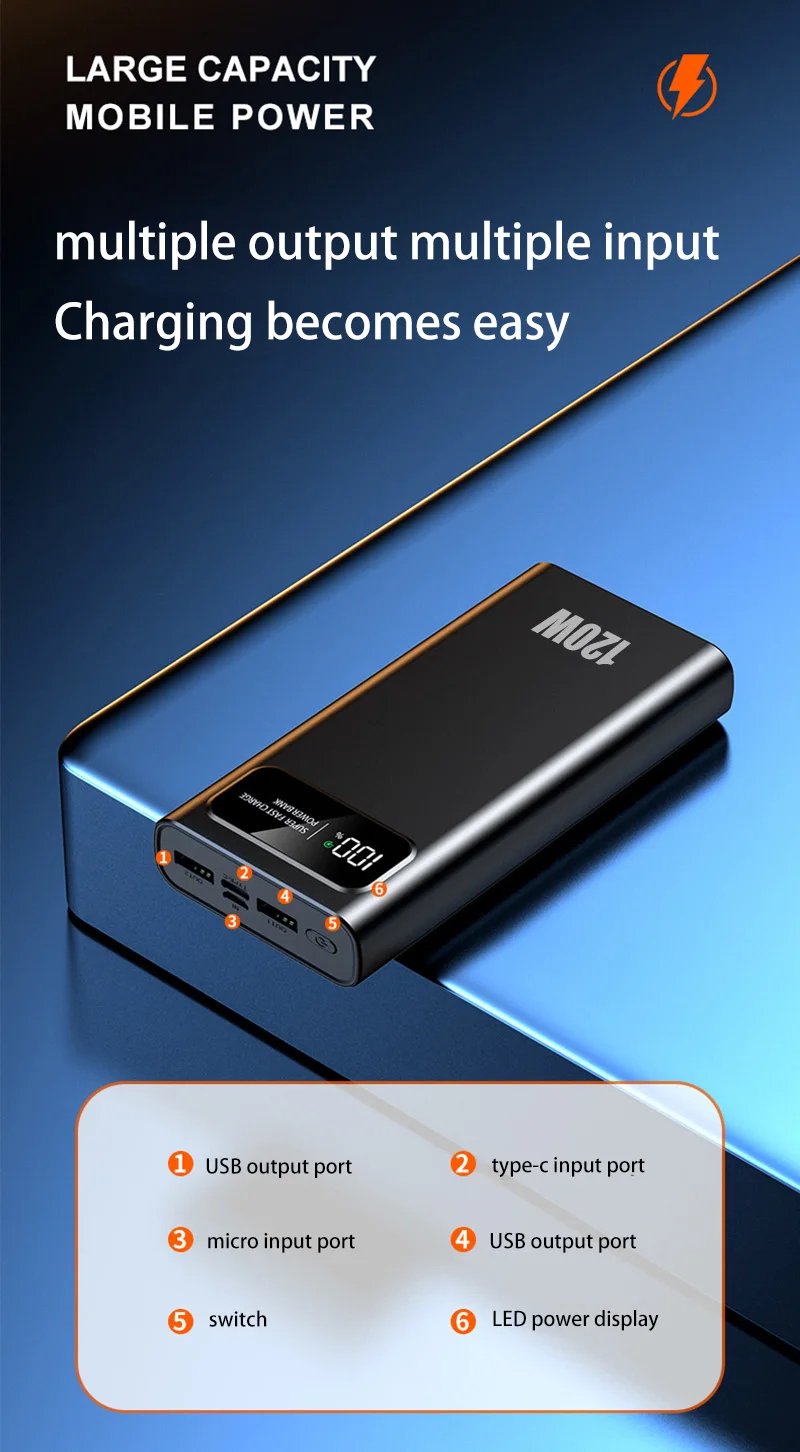 MSL 120W Power Bank - 20000mAh with Digital Display