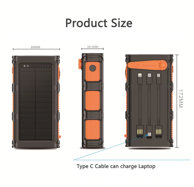 MSL Hand Crank Solar Power Bank - 30000mAh with Camping Light