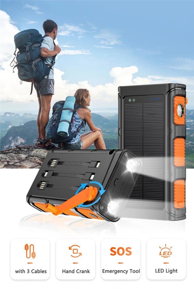 MSL Hand Crank Solar Power Bank - 30000mAh with Camping Light
