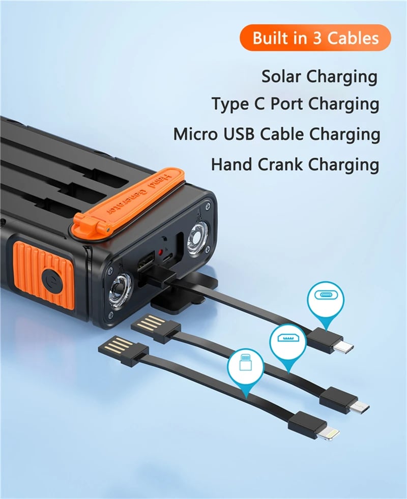 MSL Hand Crank Solar Power Bank - 30000mAh with Camping Light