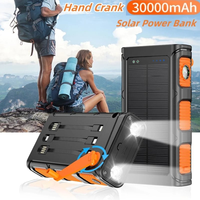 MSL Hand Crank Solar Power Bank - 30000mAh with Camping Light