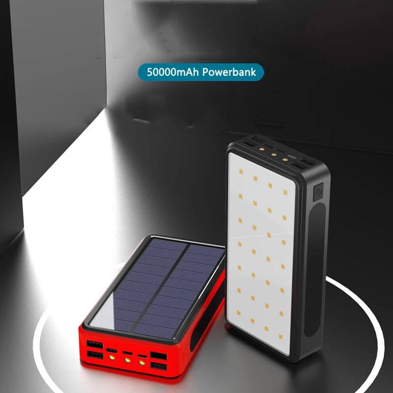 MSL Solar Power Bank - 50000mAh with 4 USB Ports and Camping Light