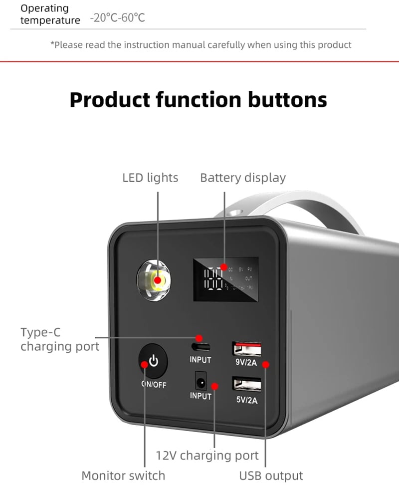 MSL 200W Portable Solar Generator Power Station - 32000mAh