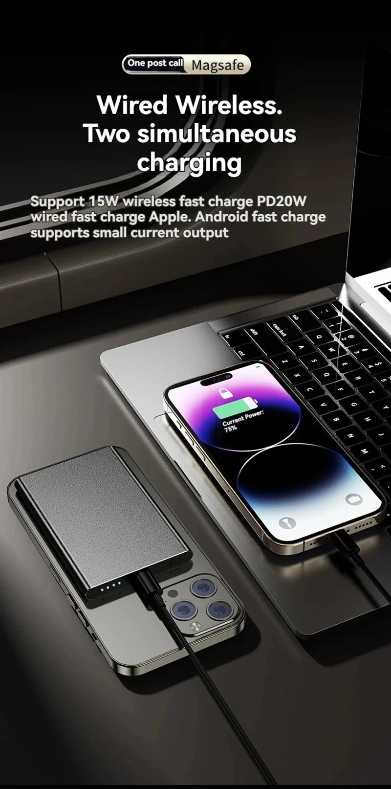 MSL 50000mAh Ultra-Thin Wireless Power Bank with Fast Charging