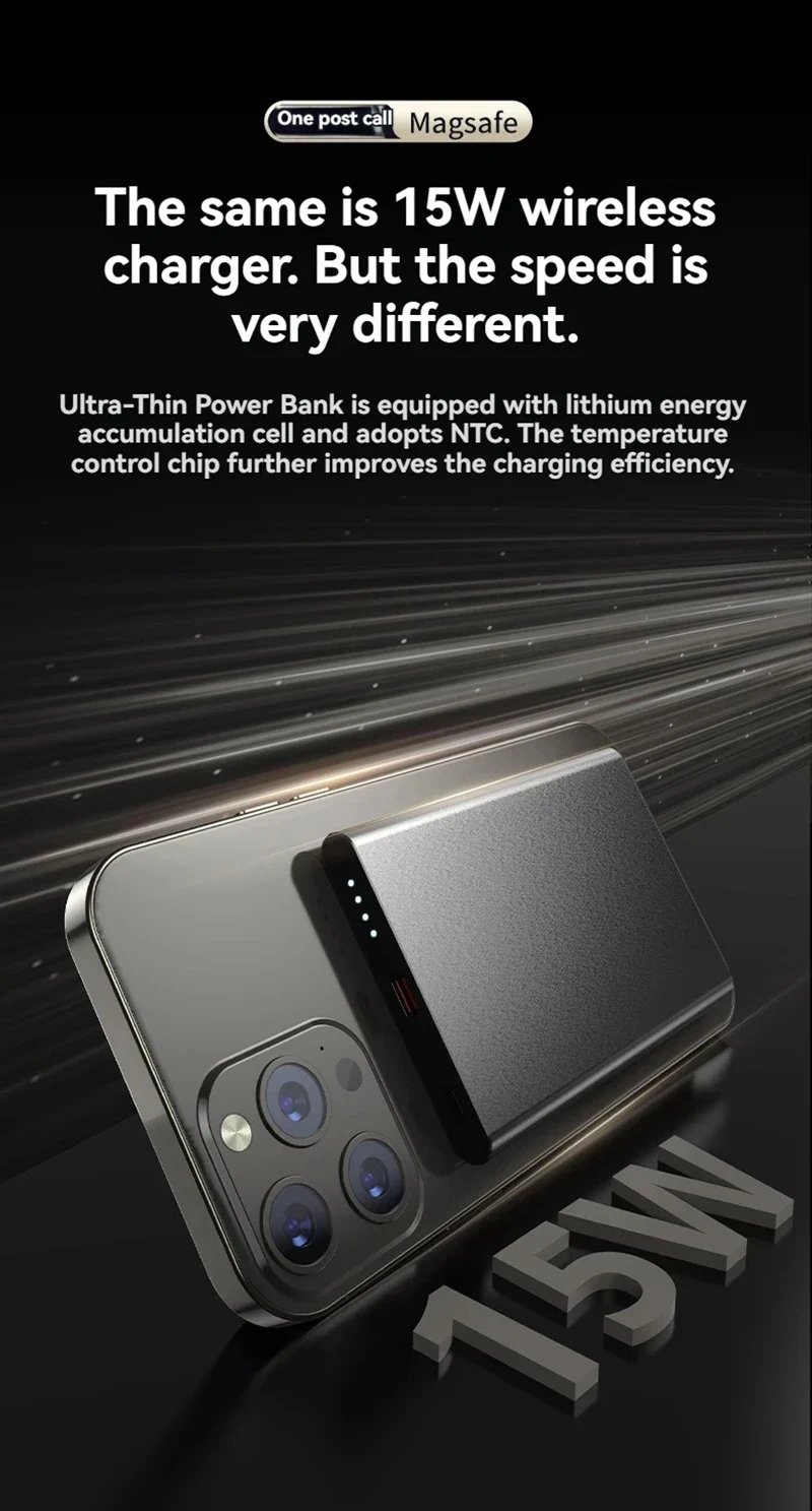 MSL 50000mAh Ultra-Thin Wireless Power Bank with Fast Charging