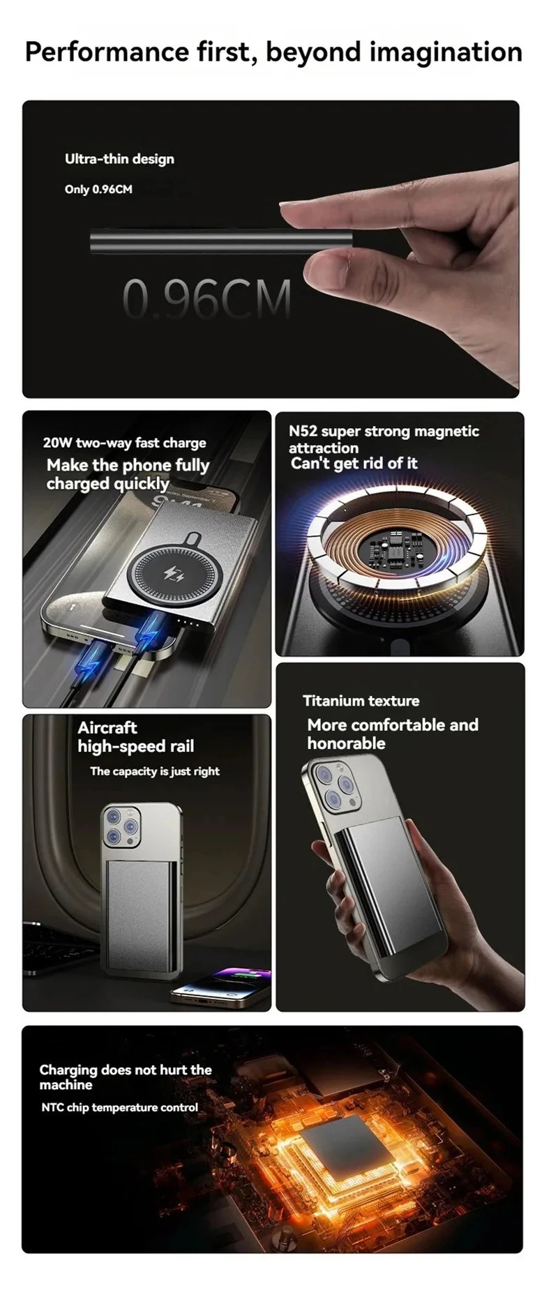 MSL 50000mAh Ultra-Thin Wireless Power Bank with Fast Charging