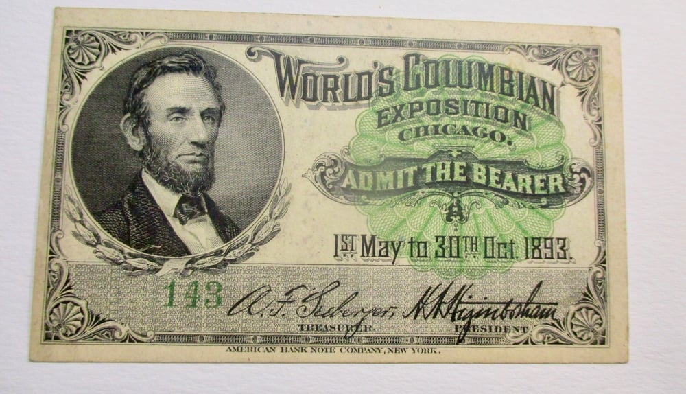 World's Columbian Expo Rare Ticket--Please read description