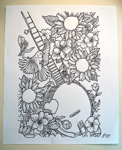 Image of Bela Fleck 2021 Original Ink Drawing