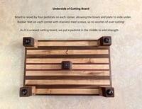 Image 10 of Walnut, Maple and Purple Heart Raised Cutting Board with catch bowls and plate, Chopping Board