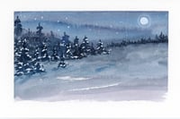 Original Winter Scene I Watercolor & Pen Painting