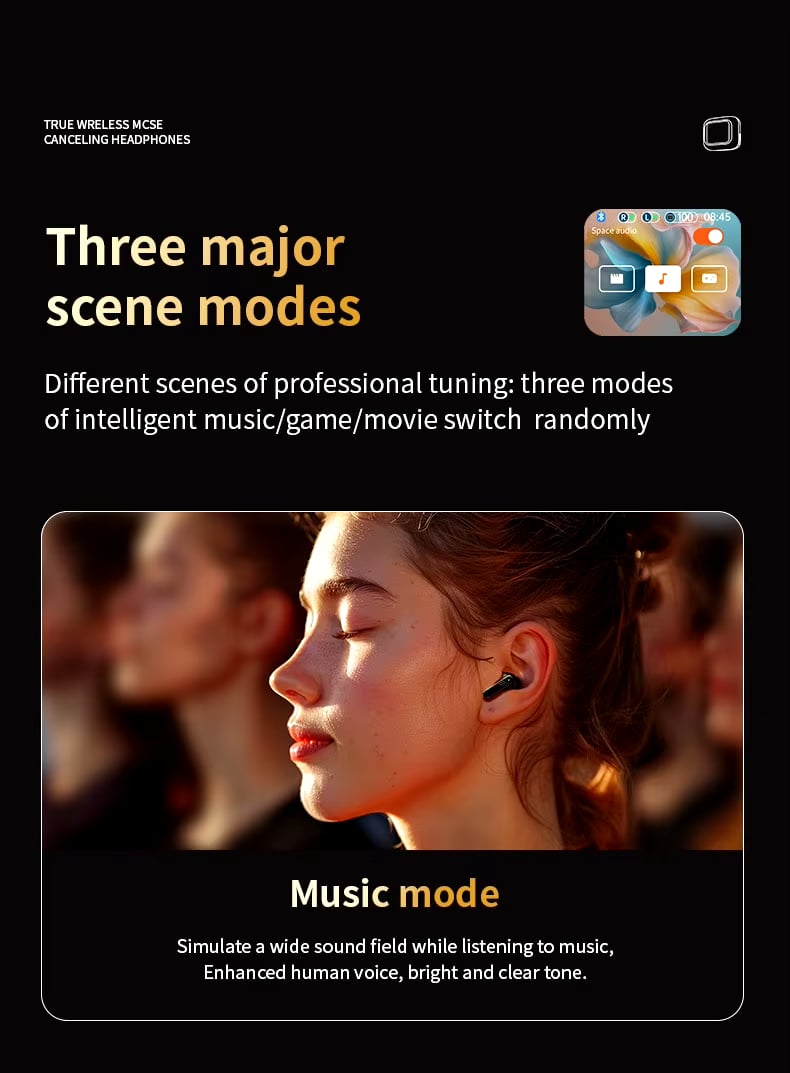 MSL M6 Touch Screen Earbuds - Bluetooth 5.3 with ANC and ENC