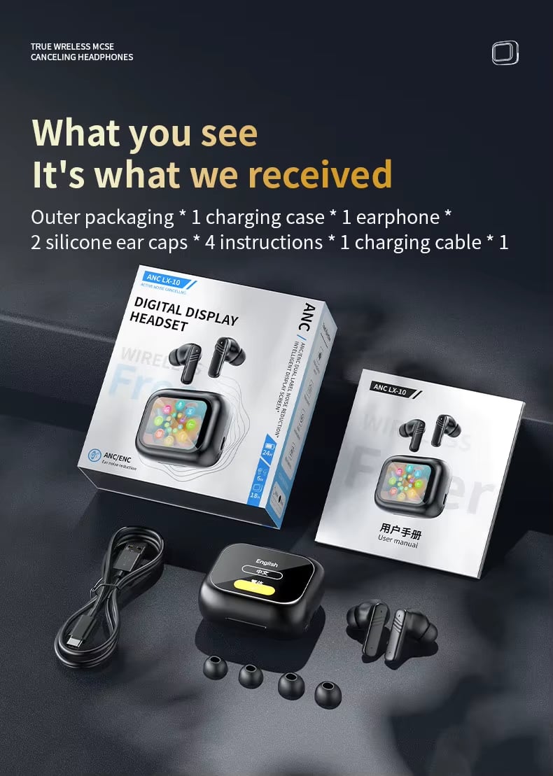 MSL M6 Touch Screen Earbuds - Bluetooth 5.3 with ANC and ENC