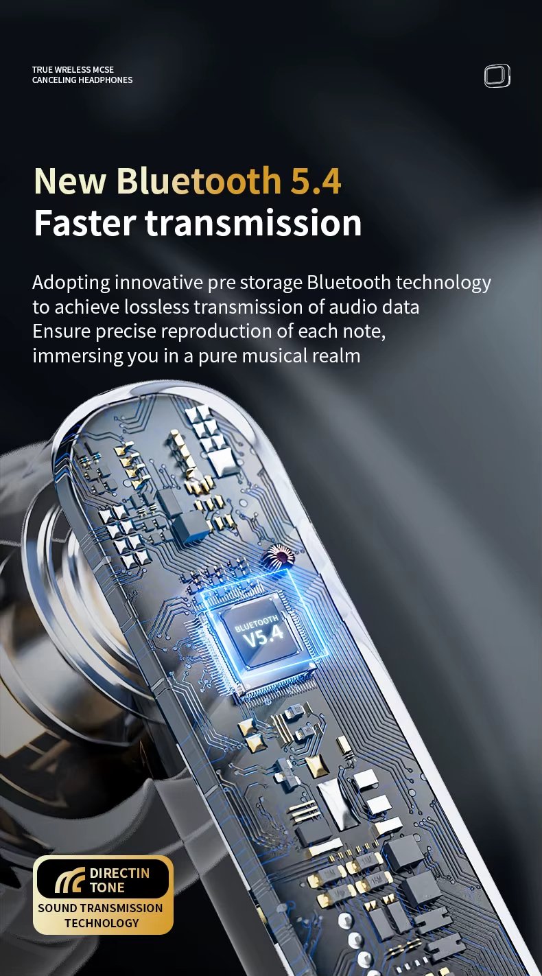 MSL M6 Touch Screen Earbuds - Bluetooth 5.3 with ANC and ENC