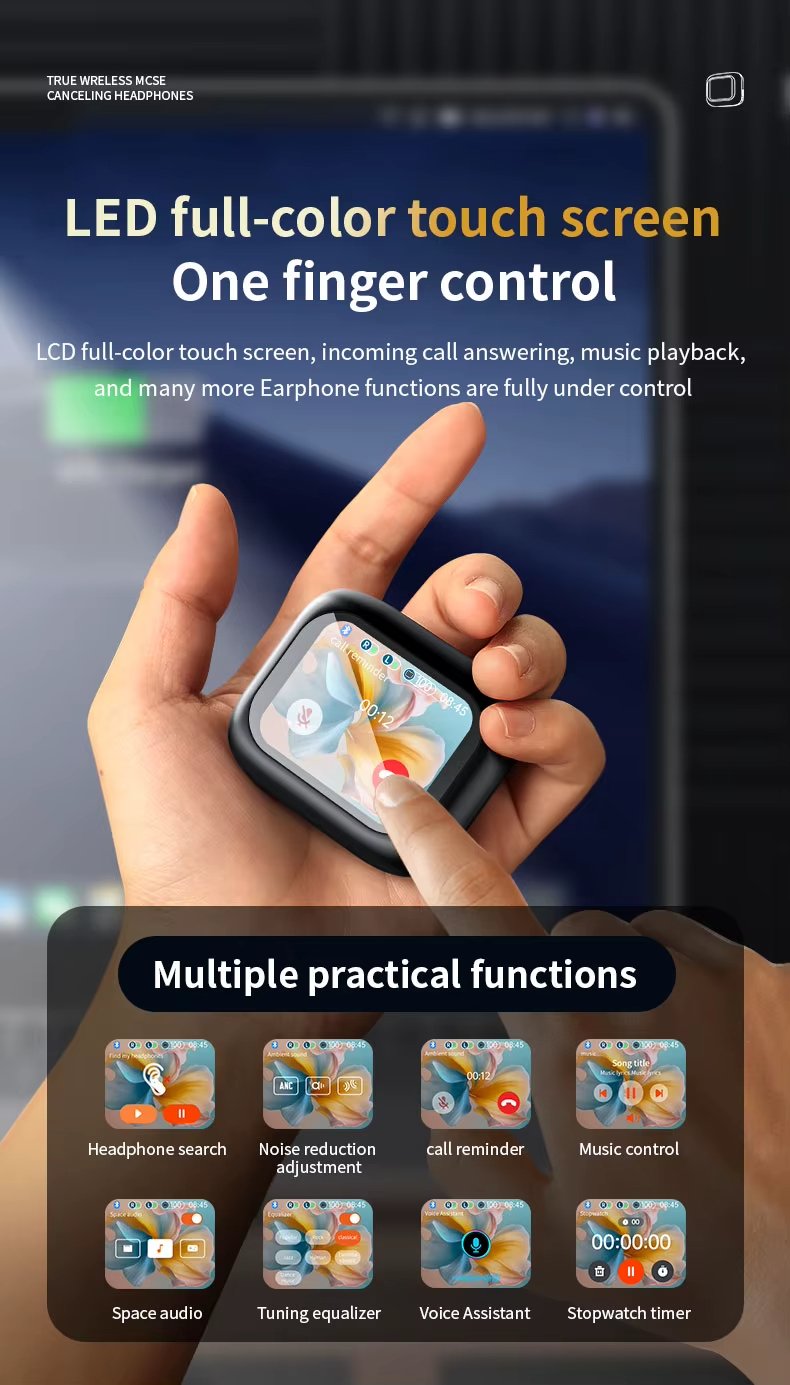 MSL M6 Touch Screen Earbuds - Bluetooth 5.3 with ANC and ENC
