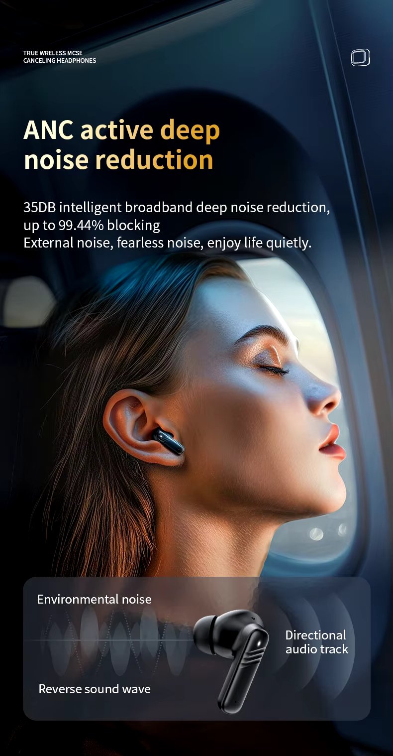 MSL M6 Touch Screen Earbuds - Bluetooth 5.3 with ANC and ENC