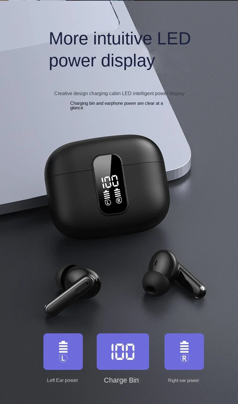 MSL Pro Max Wireless Bluetooth Earphones - TWS with ANC and Digital Display