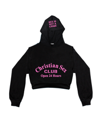 OPEN 24 HOURS CROPPED HOODIE