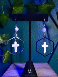 Hex Hoop Cross Earrings
