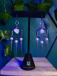 Image 1 of Quartz Triple Spike Hex Earrings