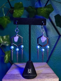 Image 2 of Quartz Triple Spike Hex Earrings