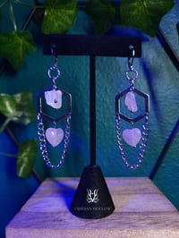 Hex Quartz and Hearts Earrings