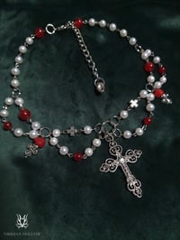 Image 2 of Red & White Beaded Necklace