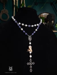 Image 1 of Lavender & White Bone Rosary