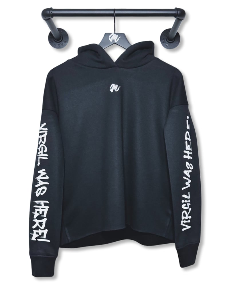 Image of Virgil Was Here Cutoff Hoodie-Black