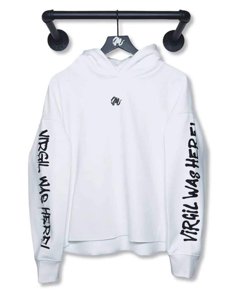Image of Virgil Was Here Cutoff Hoodie-White