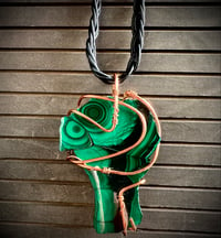 Image 1 of Malachite with Leather Necklace